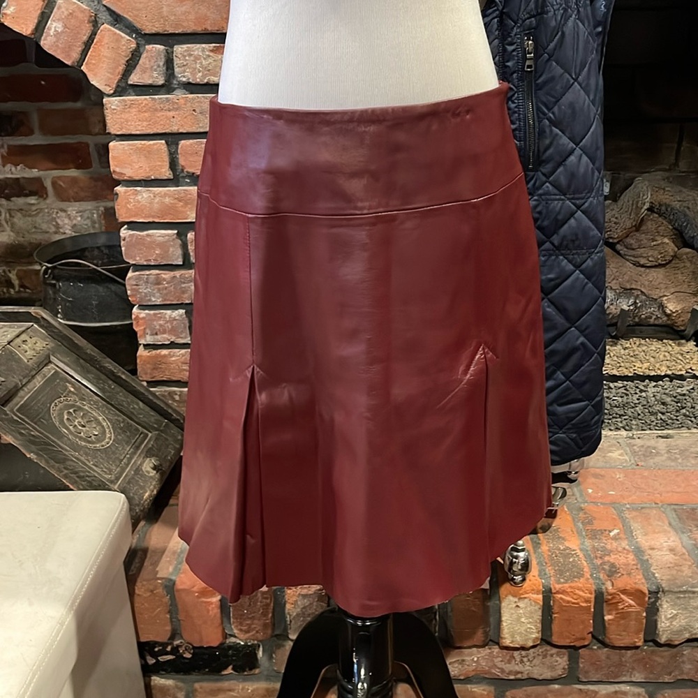 Kenneth Cole New York Burgundy Leather Skirt Vintage